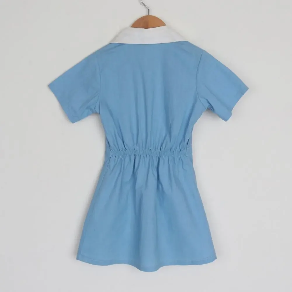Vintage 1950s Kids Short Sleeve Collar Uniform Dress Size 6/8